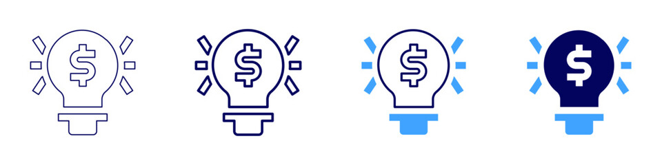 Innovation in finance icon in 4 different styles. Thin Line, Line, Bold Line, Duotone. Duotone style. Editable stroke