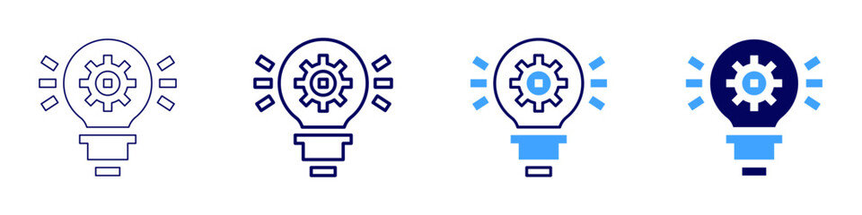 Innovation management systems icon in 4 different styles. Thin Line, Line, Bold Line, Duotone. Duotone style. Editable stroke