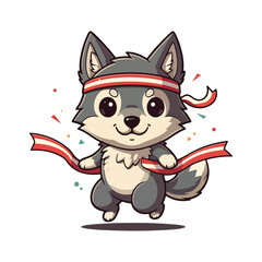 Cute wolf Cartoon Vector Icon Illustration Animal Nature Icon Concept Isolated Premium Vector