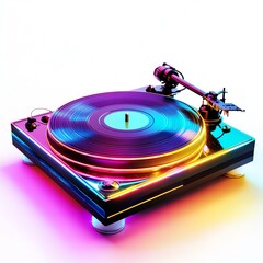 A vibrant, colorful turntable showcasing modern design and retro charm.