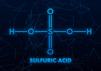Sulfuric Acid Molecular Structure with Plexus Effect on Dark Background