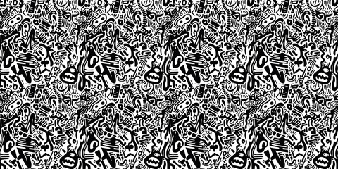 Cartoon hand-drawn doodles on the subject of summer holidays theme seamless pattern
