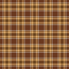 Plaid with twill weave repeat pattern.Gingham seamless pattern in brown.Checkered tartan Geometric graphic vector illustration background design for fabric and print.