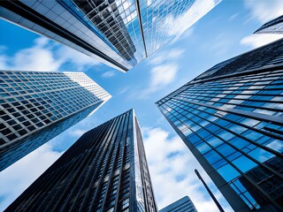 Plakat Urban Skyscrapers View From Below