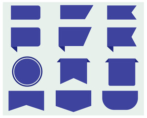 Obraz premium Blue Badges and Ribbons Vector Set 