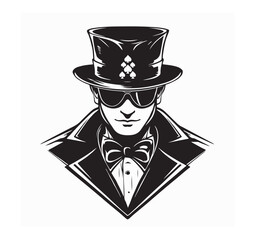Gentleman Gambler with hat tuxedo image vector isolated on white background.
