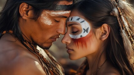 Native American Couple's Intimate Moment