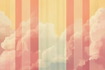 Vertical stripes of light blue skies with fluffy clouds, each section rendered in high detail, creating a serene and natural design perfect for studio settings