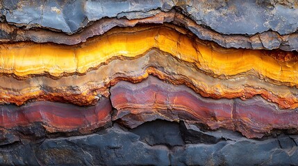 Colorful layered rock strata