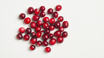 Fresh red cranberries on white background