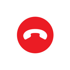 Call decline icon with red color and phone receiver for ending or rejecting calls