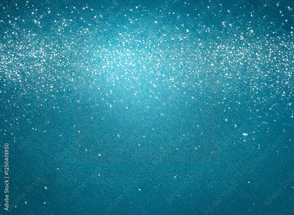 Poster a textured cyan backdrop is illuminated by a cascade of bright, shimmering white specks, creating a 