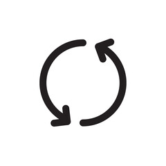 Looping icon with two circular arrows rotating for repeat and cycle concept