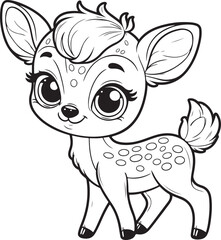 Obraz premium Cute deer coloring page outline illustration cartoon character deer coloring vector illustration 