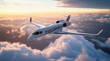 Airplane Flying High in the Clouds with Low Emission Technology