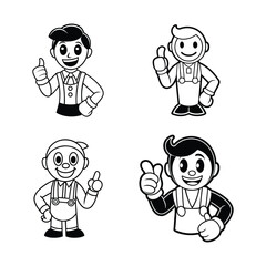 Fototapeta premium Outline of a shop manager holding thumbs up art