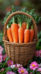 Close-up of a cute carrot basket for Easter.