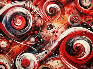 Obraz premium Abstract Chaos: Red, White, Black Paint Strokes on Rough Canvas - War, Revenge, Deception