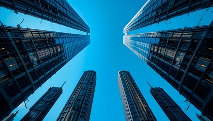 Modern Skyscrapers: A Blue-Hue Architectural Ascent