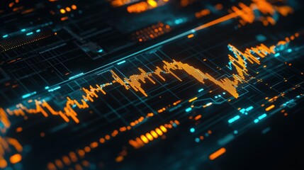 Abstract Technology Background with Data Visualization and Digital Graph Elements