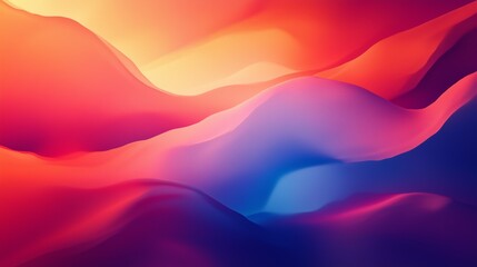 Fototapeta premium Vibrant abstract landscape with flowing shapes and gradients in warm and cool tones