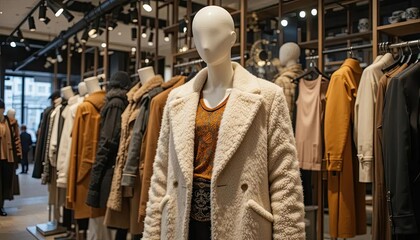 Seasonal apparel displayed on a mannequin in a chic retail setting, capturing the essence of modern fashion trends.
