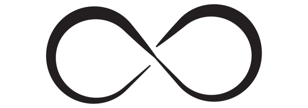 Print Infinity sign made with mobius strip. Stylized endess symbol. Tattoo flat design illustration. 1176