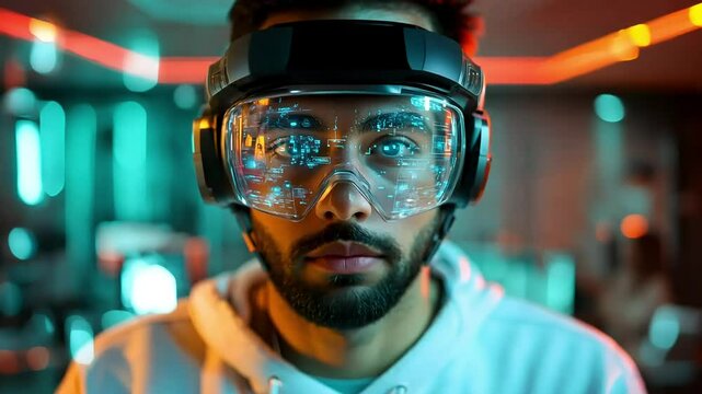Immersive augmented reality experience with futuristic digital interface