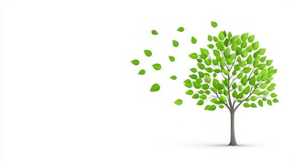 Obraz premium Vibrant Green Tree with Leaves Flowing in the Breeze