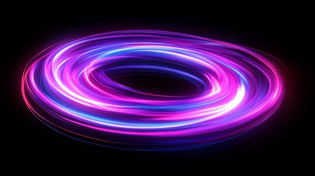 Radiant neon light trails forming a vortex, symbolizing a hyperjump into deep space.