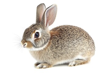 Fototapeta premium Cute rabbit seated, studio white background