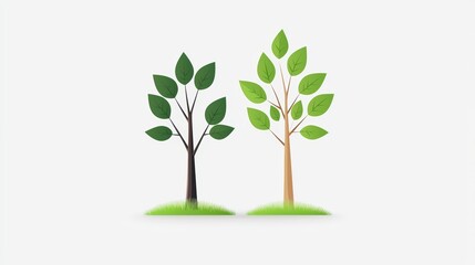 Obraz premium Two Distinct Trees Depicting Nature's Diversity and Beauty
