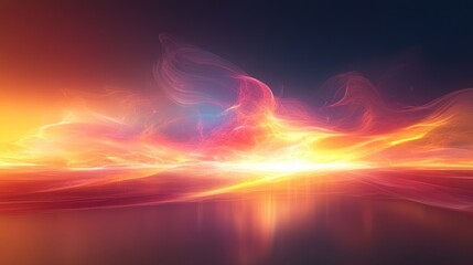 Abstract ethereal landscape with vibrant colors and delicate light streams