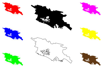 Willemstad Capital city (Country of Curaçao or Curacao, Kingdom of the Netherlands) map vector illustration, scribble sketch Willemstad map