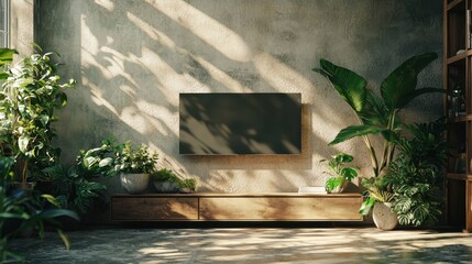 Modern home a contemporary living space with mirror and plants