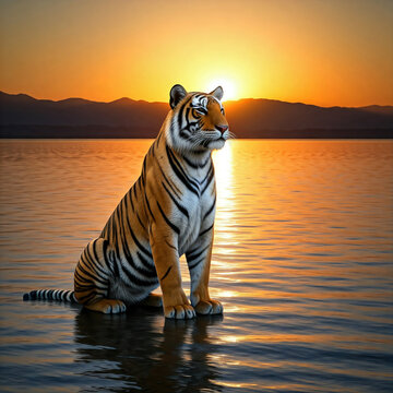 The tiger, a fierce and powerful predator, symbolizes strength and agility. With bold stripes, sharp claws, and stealthy movements, it dominates jungles and grasslands, hunting with precision and skil