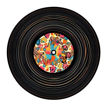 Colorful vinyl record showcasing vibrant patterns and classic music nostalgia.