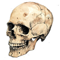 Obraz premium Highly Detailed Anatomical Rendering of a Disarticulated Human Skull Specimen