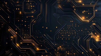 Abstract Circuit Board: Golden Pathways of Digital Innovation