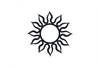 Naklejka premium Simple line drawing stylized sun circular center wavy rays
