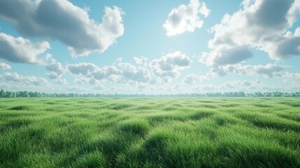 Obraz premium Sunny day, grassy field, trees, clouds, nature background, landscape, website banner