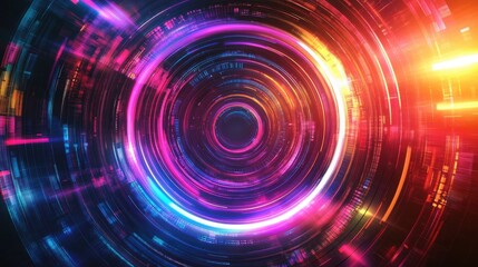 Fototapeta premium Vibrant Abstract Light Circles with Colorful Motion Effects