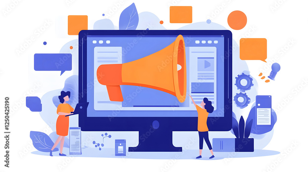 Poster a group of digital marketing professionals working together in an office setting collaborating on an