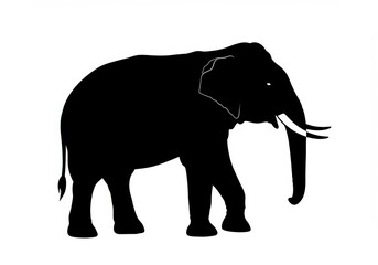 Fototapeta premium Silhouette elephant black and white minimalist design side view detailed trunk