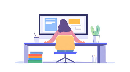 Comfortable and Organized Home Office Workspace with Laptop Computer Desk and Cozy Accessories for Productivity Efficiency and