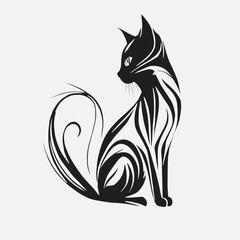 silhouette cute and adorable cat.