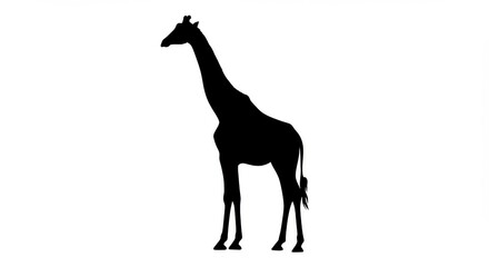 Obraz premium Silhouette giraffe black and white minimalist design simple shape profile view