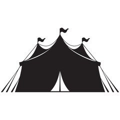 Black silhouette of a circus tent with a flag. © firoz