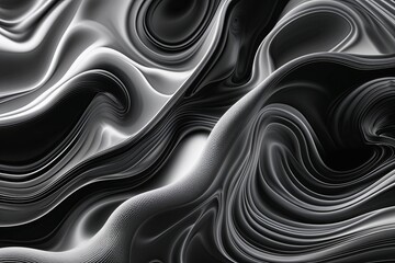 Obraz premium Elegant Black and White Fluid Motion Wave Pattern for Stunning Poster Design