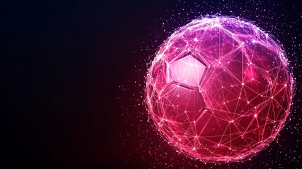Fototapeta premium Abstract Soccer Ball Illustration - Low-poly design, vibrant colors, geometric shapes, soccer theme, stock photo.